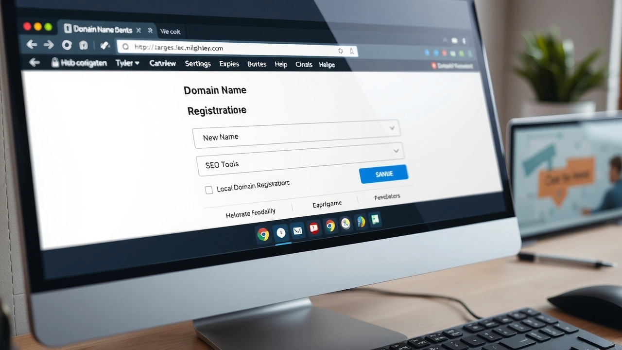 écran d'ordinateur avec une page d'enregistrement de domaine