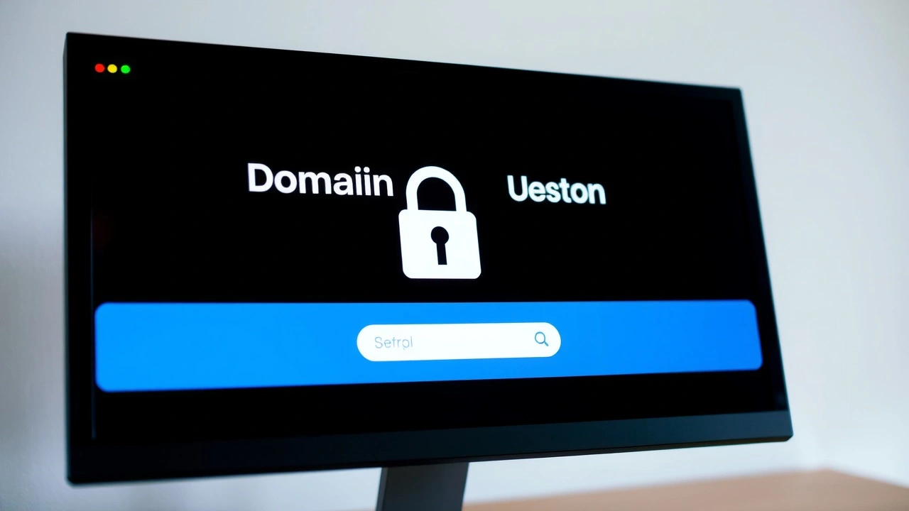 Écran d'ordinateur montrant un site d'enregistrement de domaine