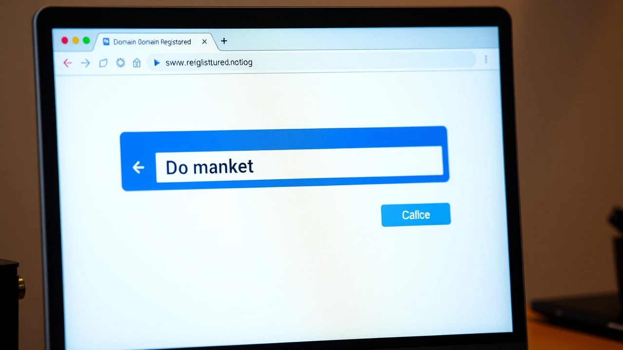 écran d'ordinateur avec formulaire d'enregistrement de nom de domaine