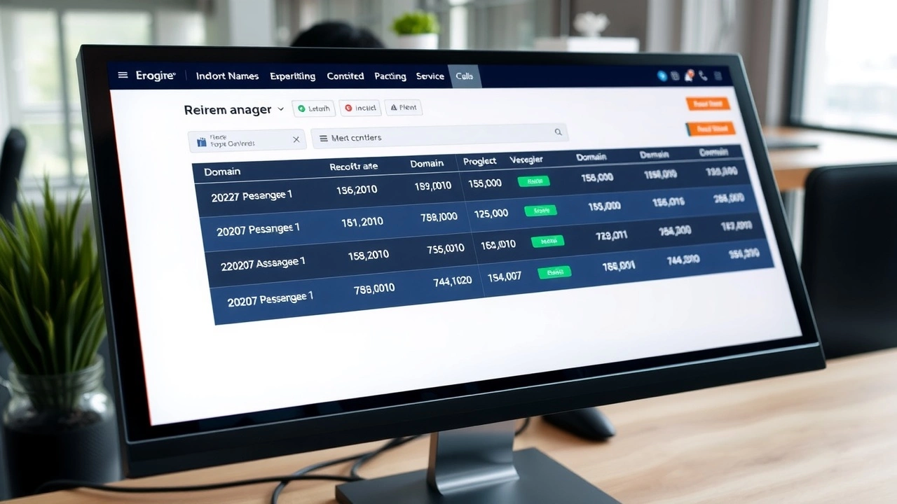 écran d'ordinateur avec logiciel de gestion de nom de domaine