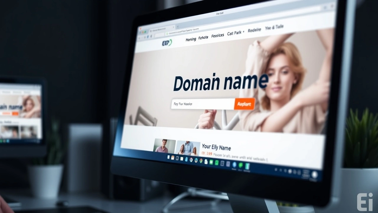 ecran d ordinateur montrant un site web avec un nom de domaine