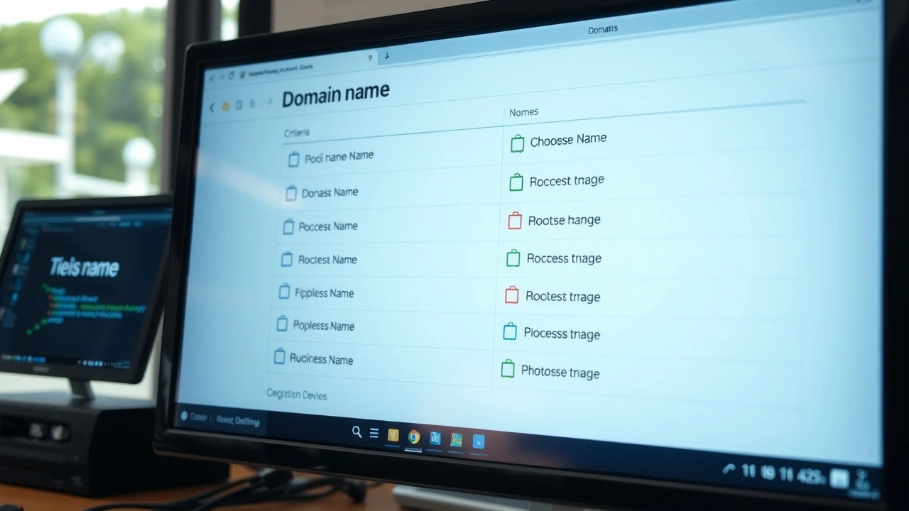 écran d'ordinateur avec suggestions de noms de domaine