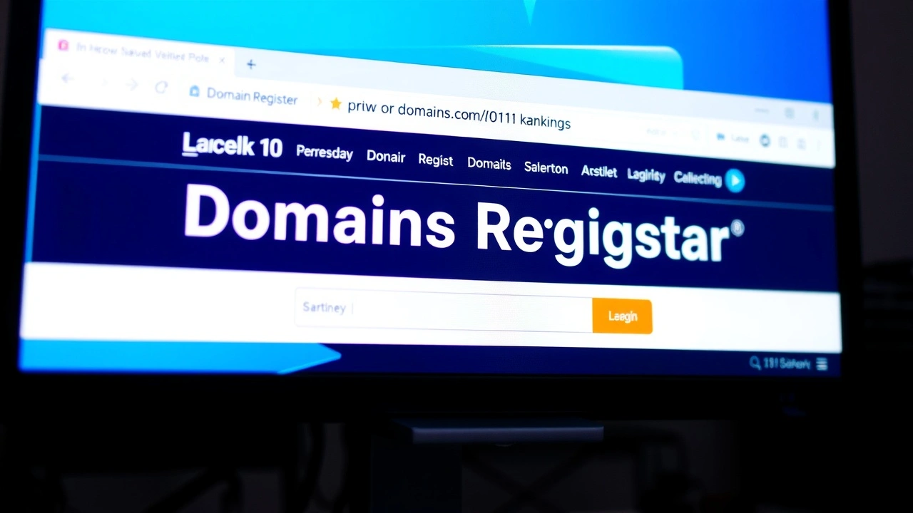 écran d'ordinateur montrant un site de registrar de domaine