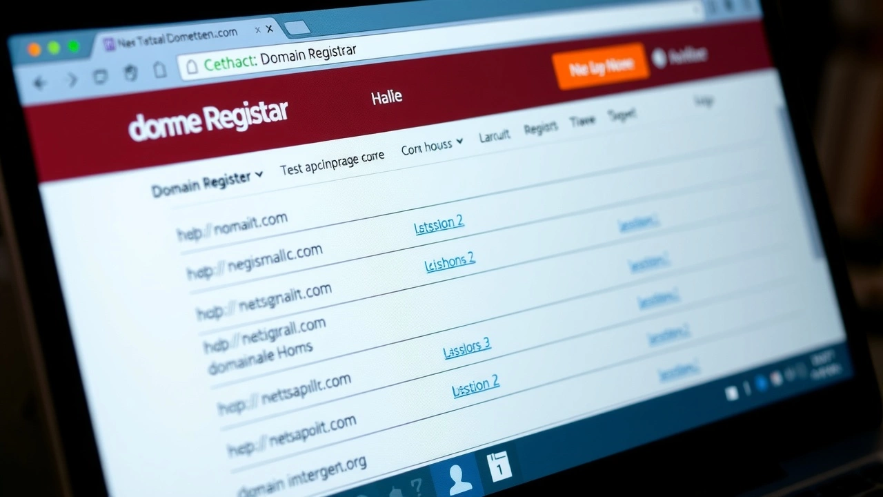 écran d'ordinateur montrant un site de registrar de domaine