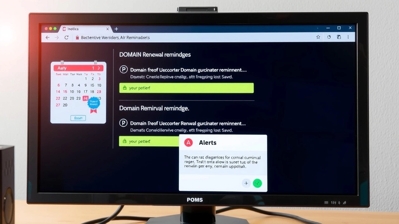 écran d'ordinateur avec rappels de renouvellement de domaine