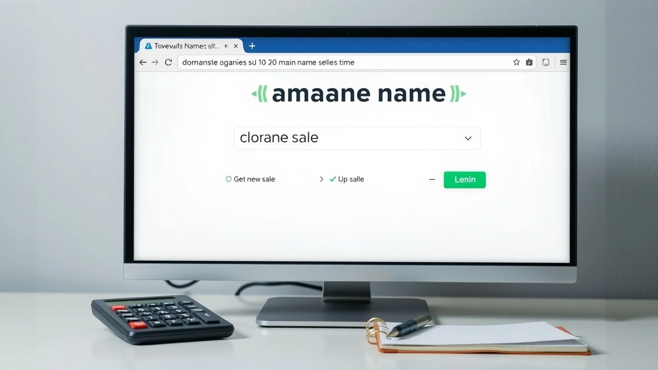 écran d'ordinateur avec interface de vente de domaine
