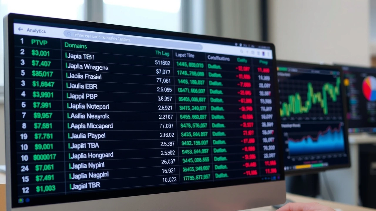 écran d'ordinateur affichant des noms de domaine