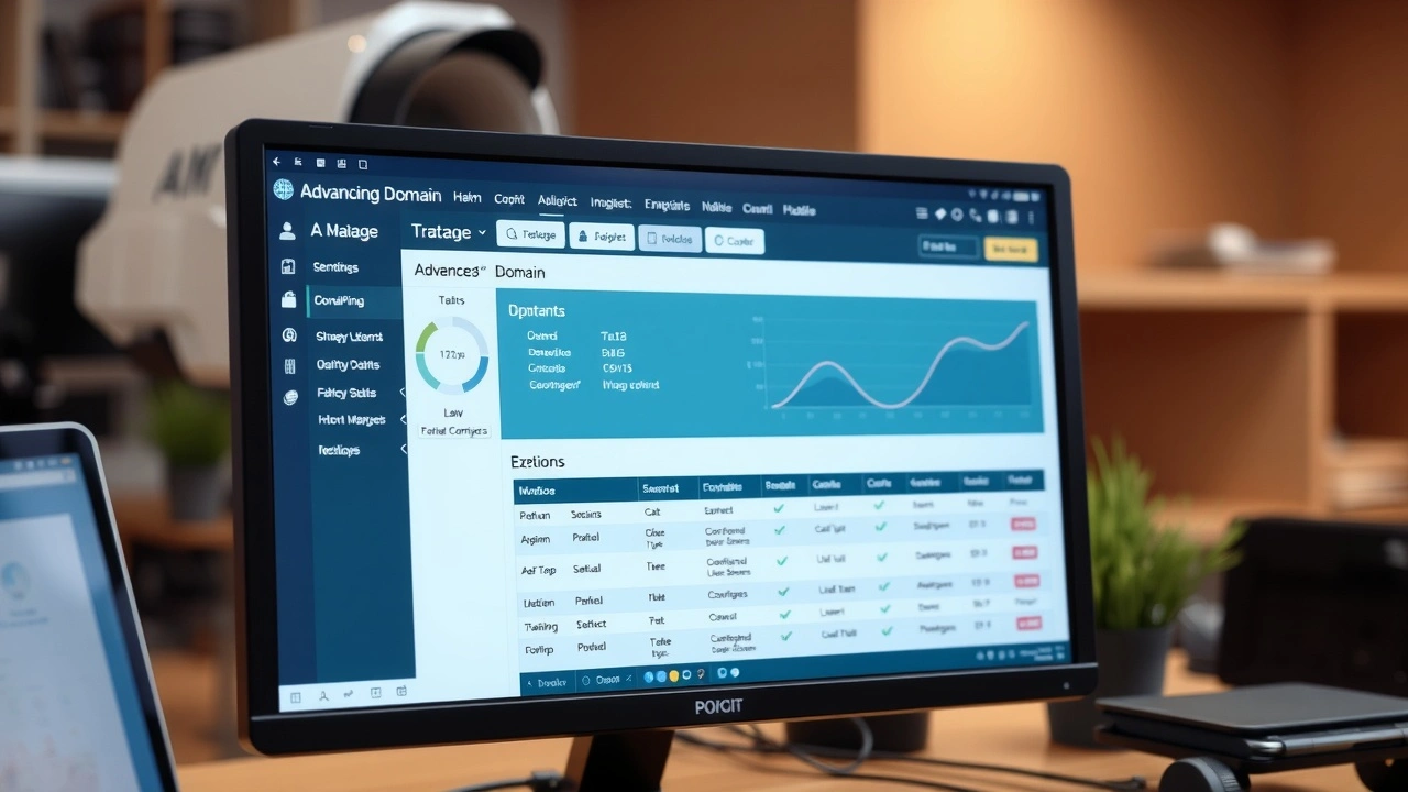 écran montrant des outils avancés de gestion de domaine