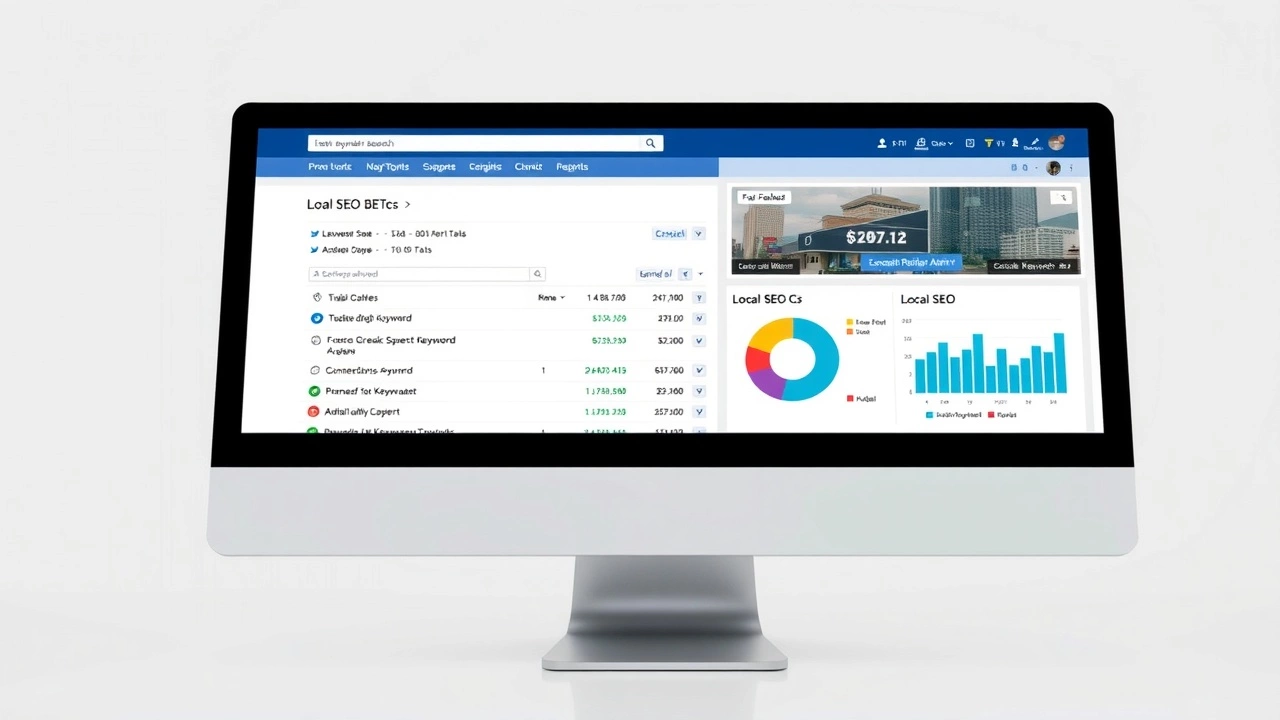 écran d'ordinateur avec outils de recherche de mots-clés