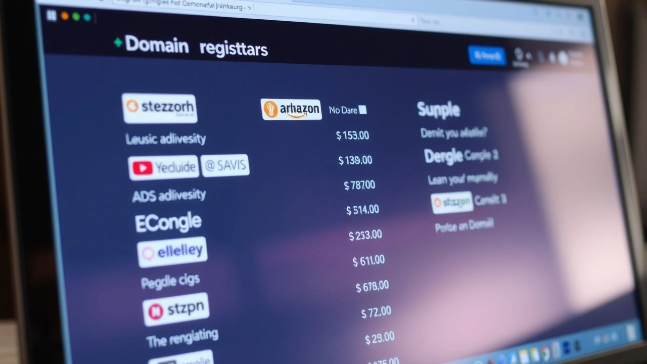 ecran dordinateur affichant des registraires de domaine