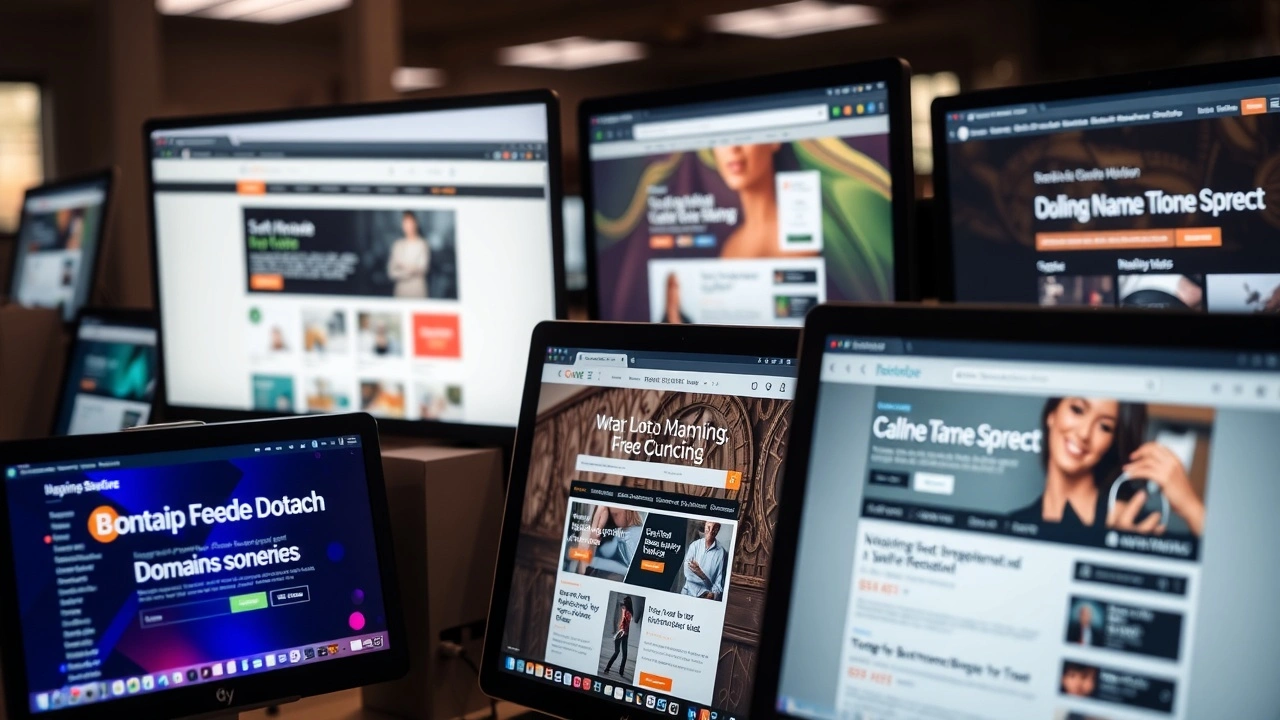 écrans d'ordinateurs montrant des marketplaces de noms de domaine