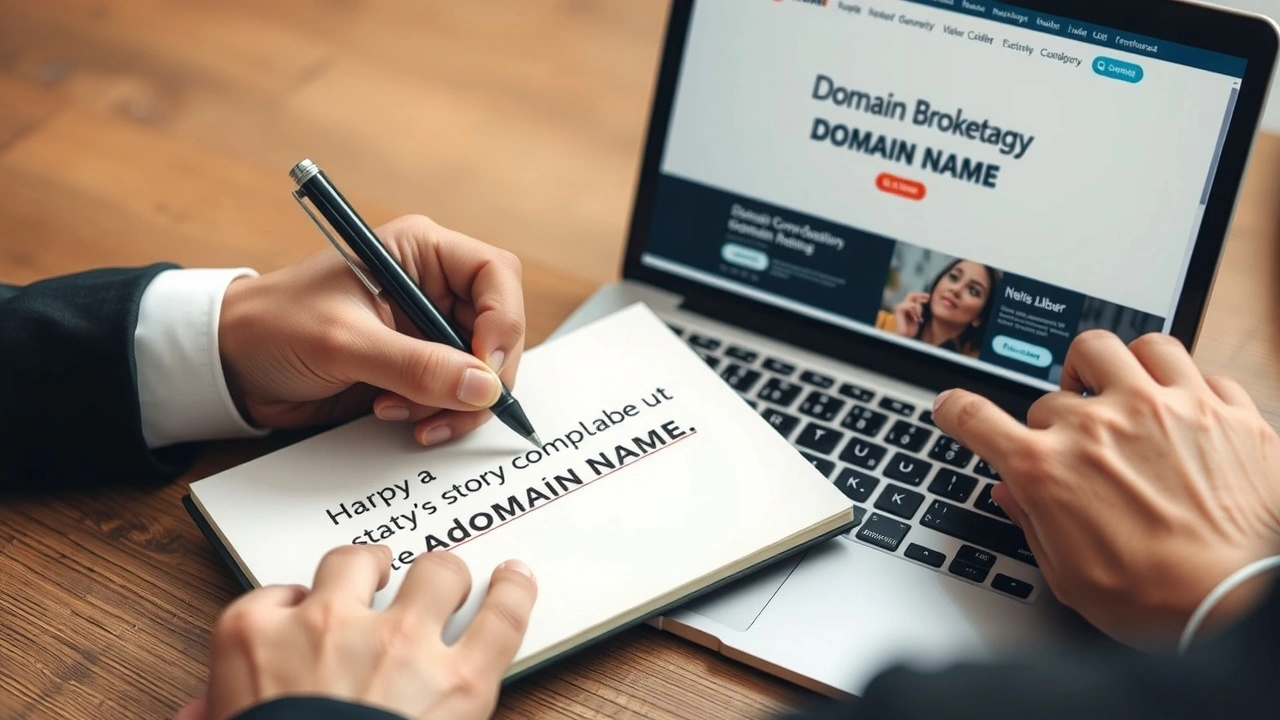 person ecrit une histoire sur un nom de domaine