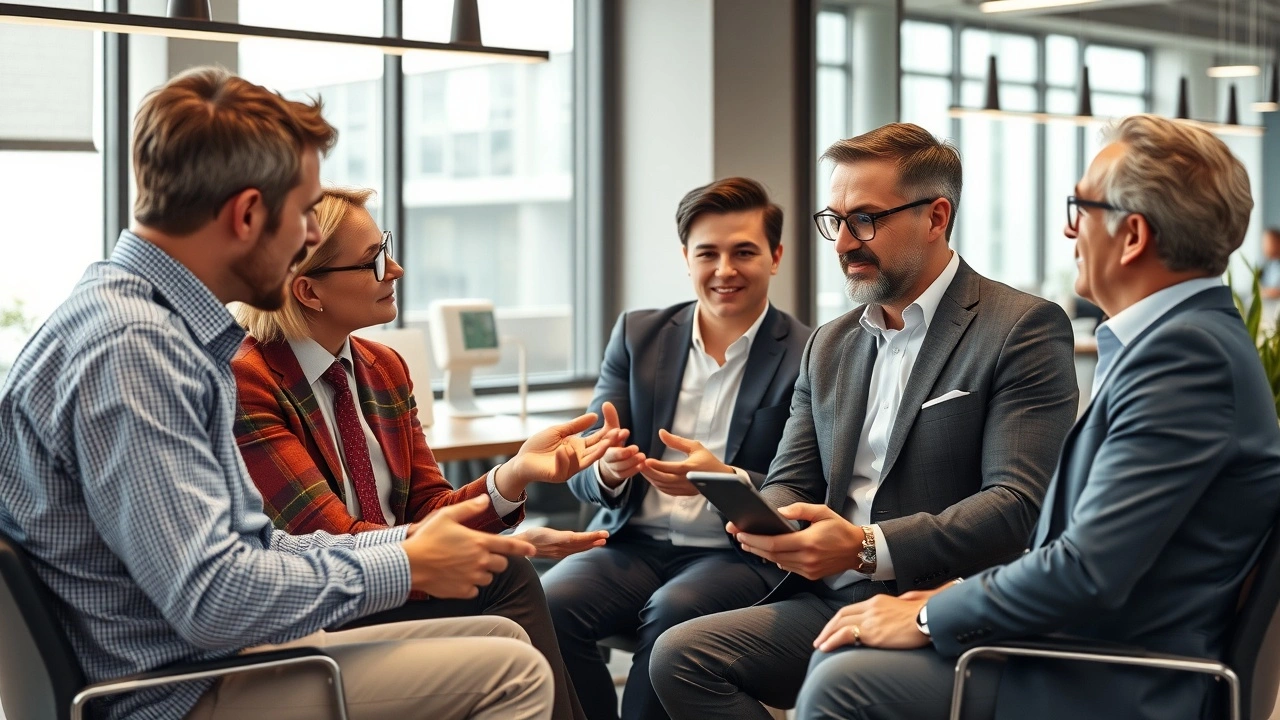 groupe d'entrepreneurs discutant d'une plateforme de contenu