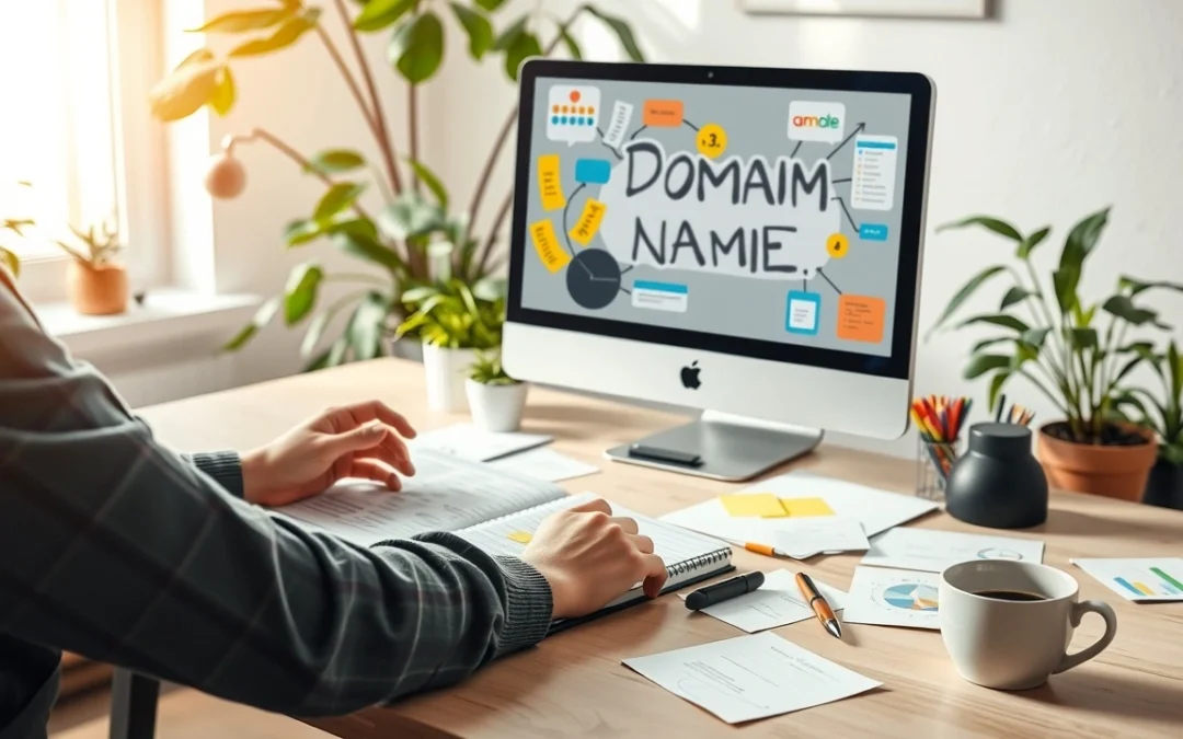 Un espace de travail créatif pour choisir un nom de domaine