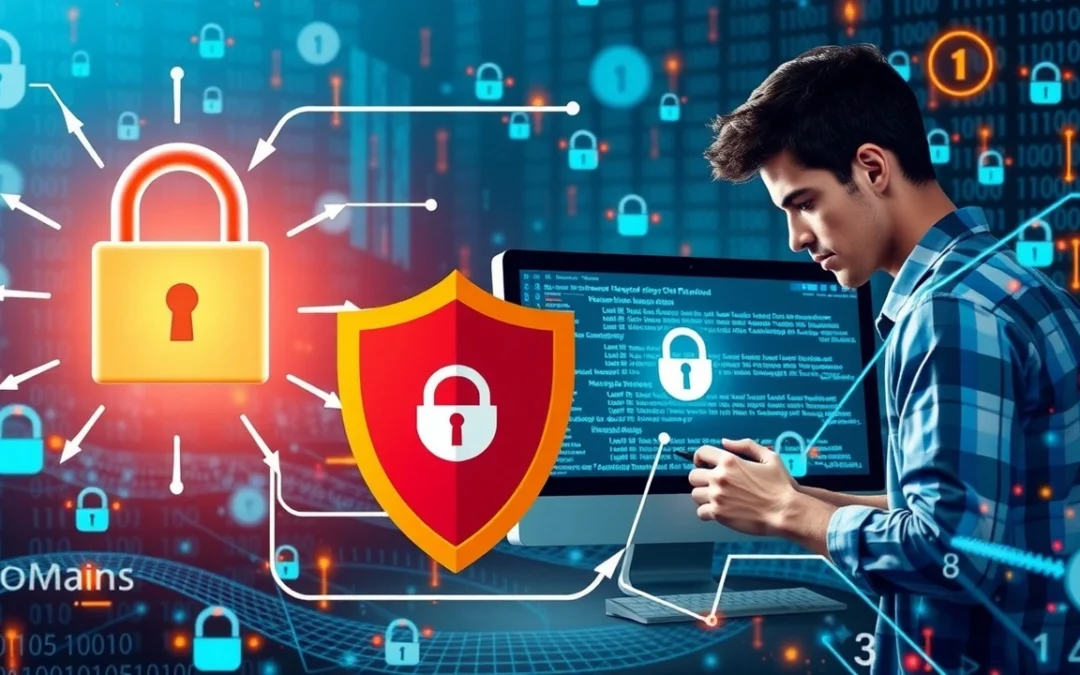 Illustration des étapes clés pour sécuriser et gérer un nom de domaine.