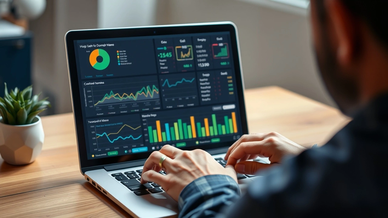 une personne évaluant un nom de domaine sur un ordinateur