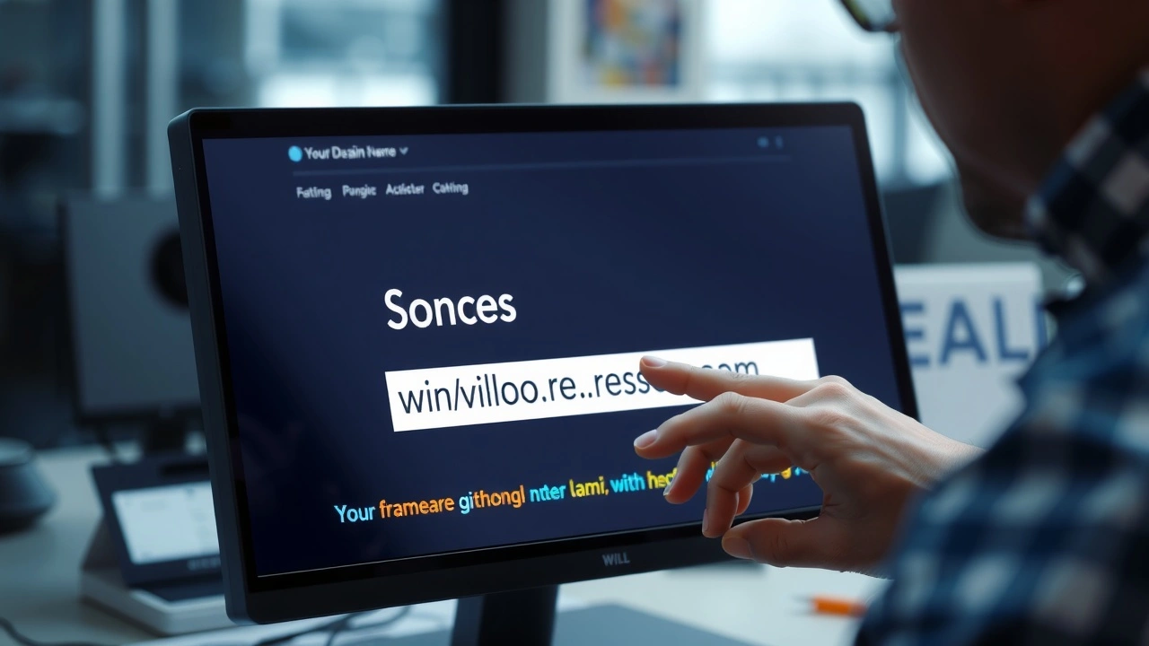 une personne évaluant un nom de domaine sur un écran