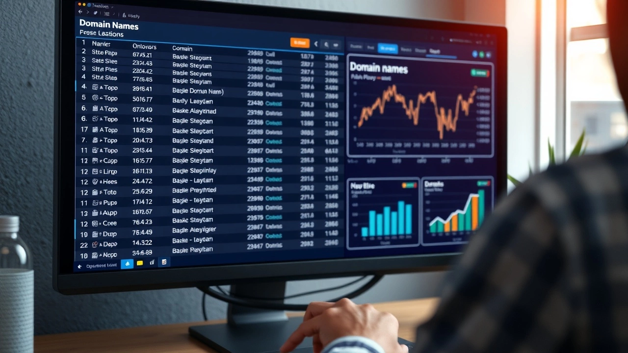 une personne évaluant des noms de domaine sur un ordinateur
