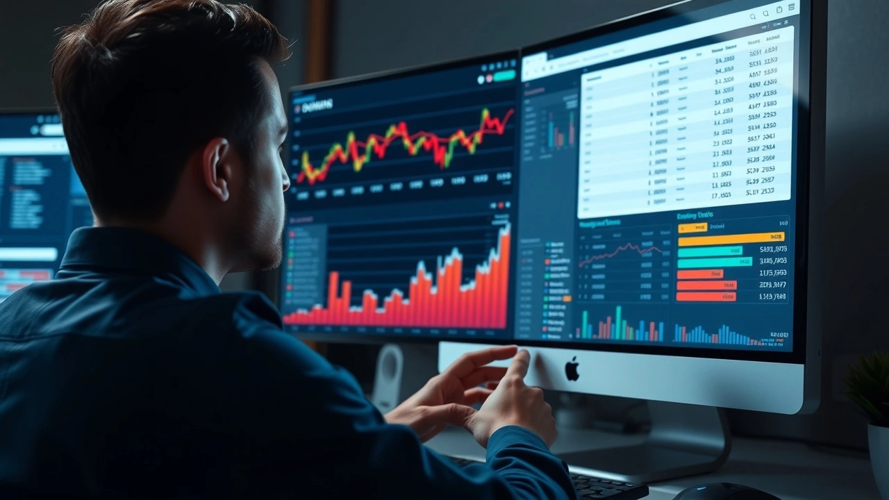 person évaluant des noms de domaine sur un ordinateur