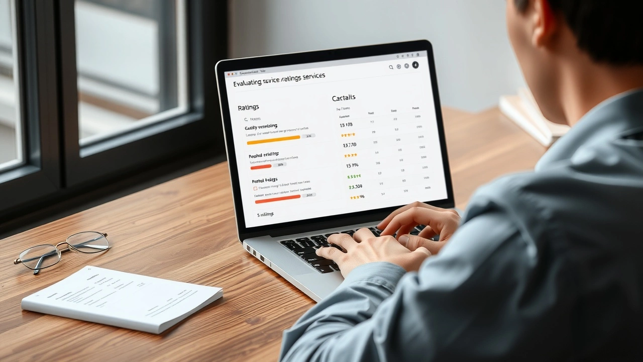 person evaluant des services sur un ordinateur portable