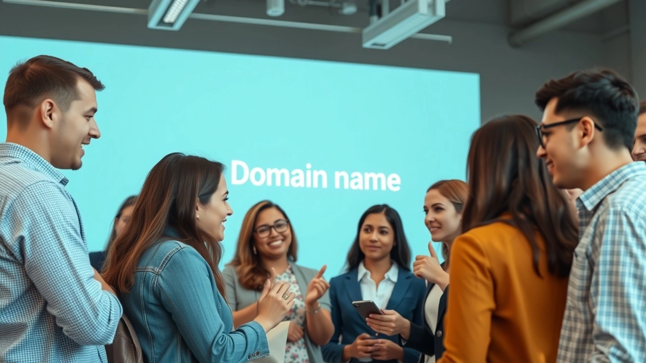 groupe de personnes discutant de noms de domaine