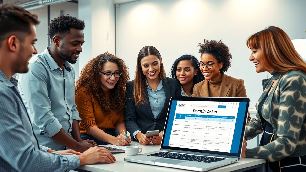 groupe de personnes discutant de la vente de noms de domaine