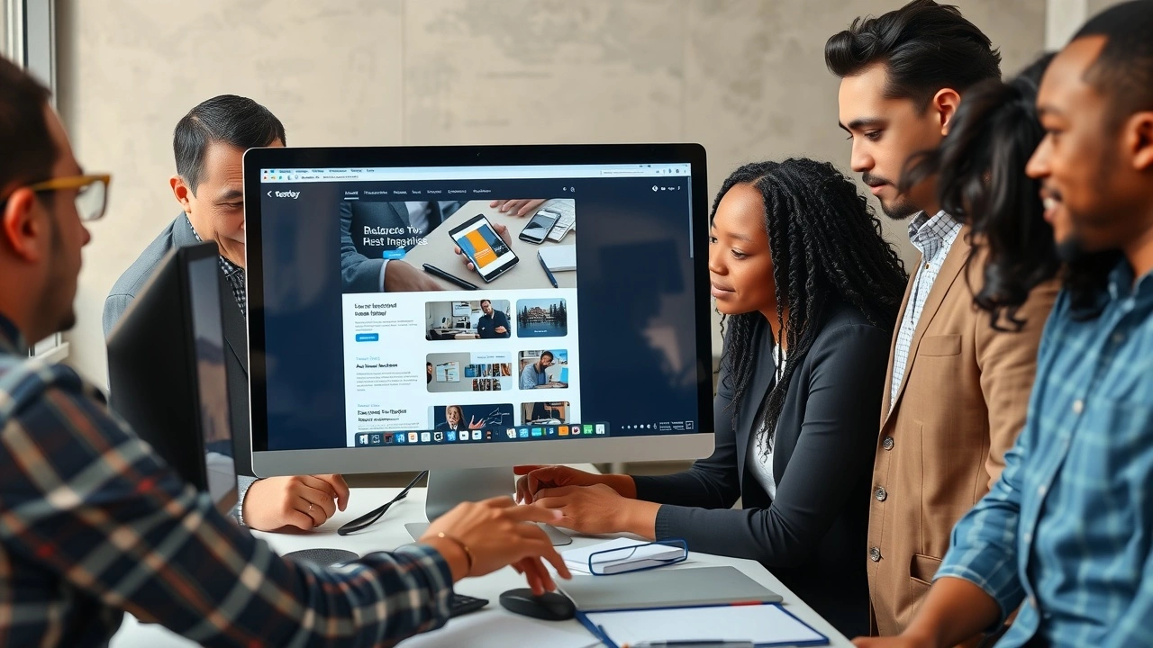 groupe de personnes engagées avec un ordinateur