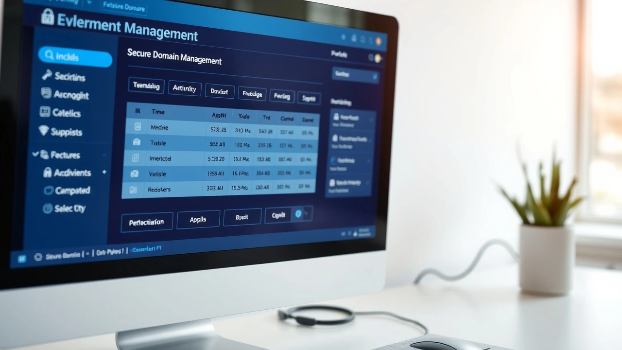 interface de gestion de domaine avec des options de sécurité