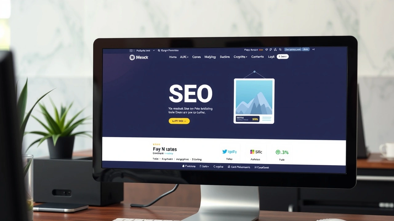 maquette de site web moderne avec elements SEO