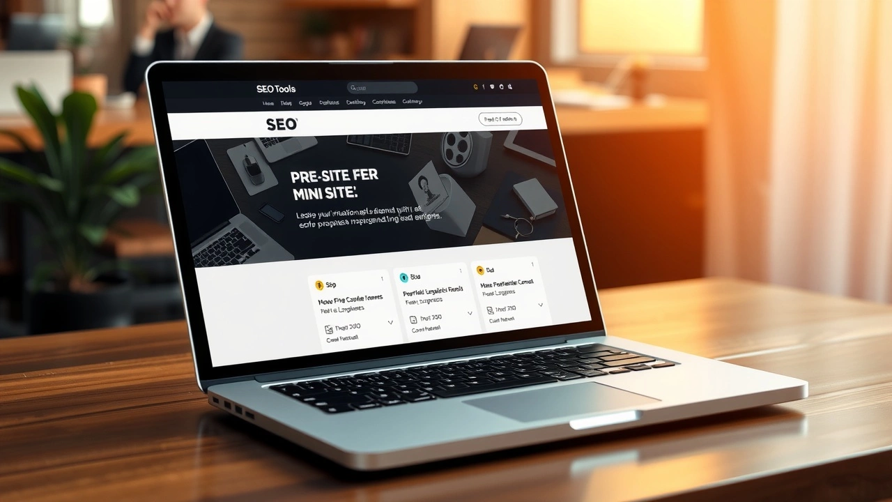 ordinateur portable montrant un mini-site de site web
