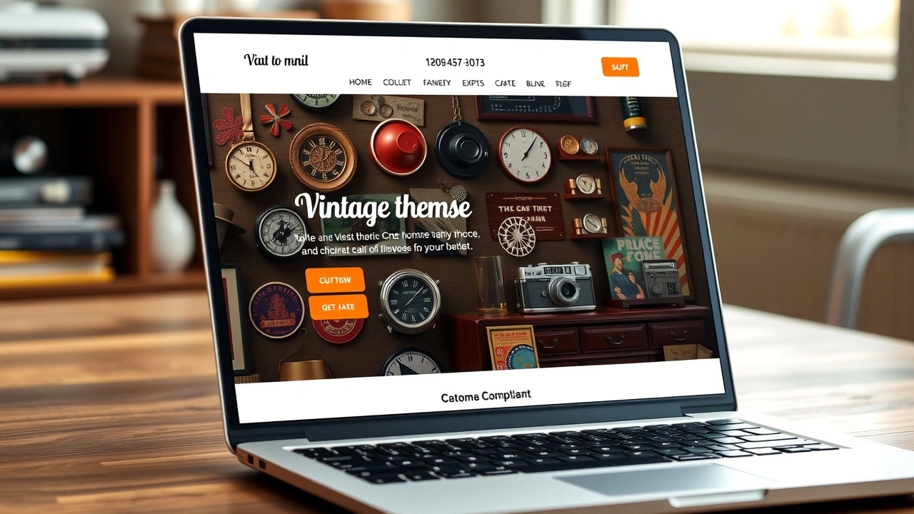 mini site vintage affiché sur un ordinateur portable