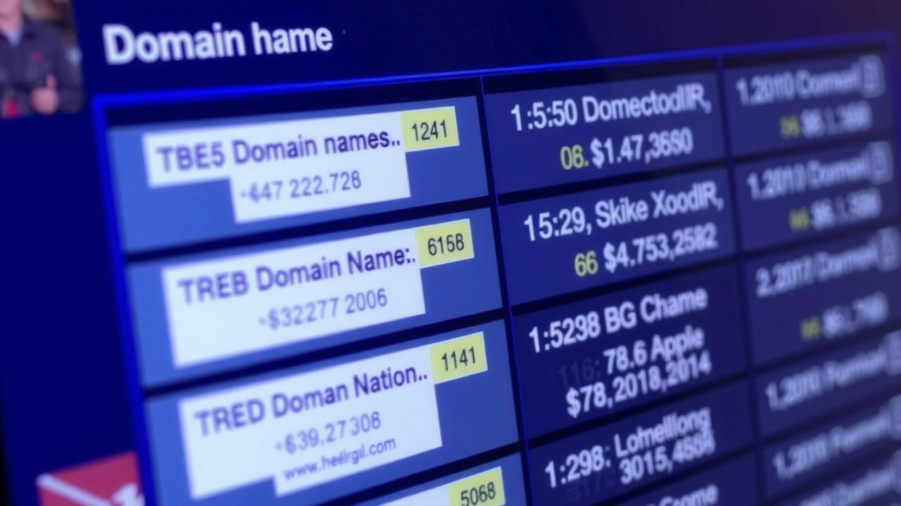 tableau de noms de domaine et prix en affichage