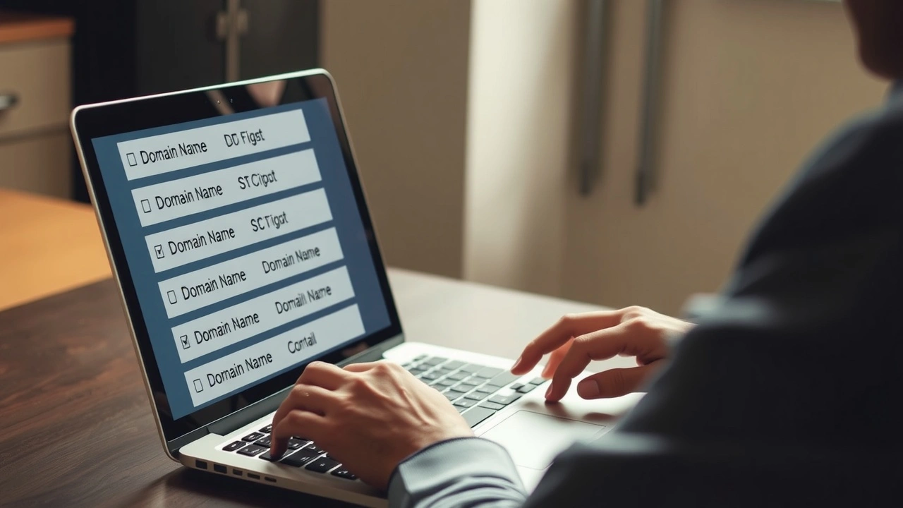 une personne examinant des options de noms de domaine