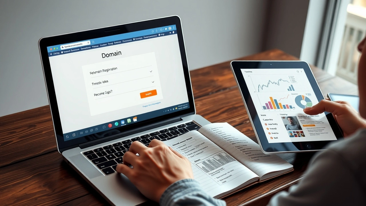 photographie d'un ordinateur avec une page de domaine