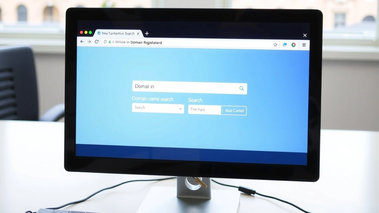 ordinateur affichant une page d'enregistrement de domaine