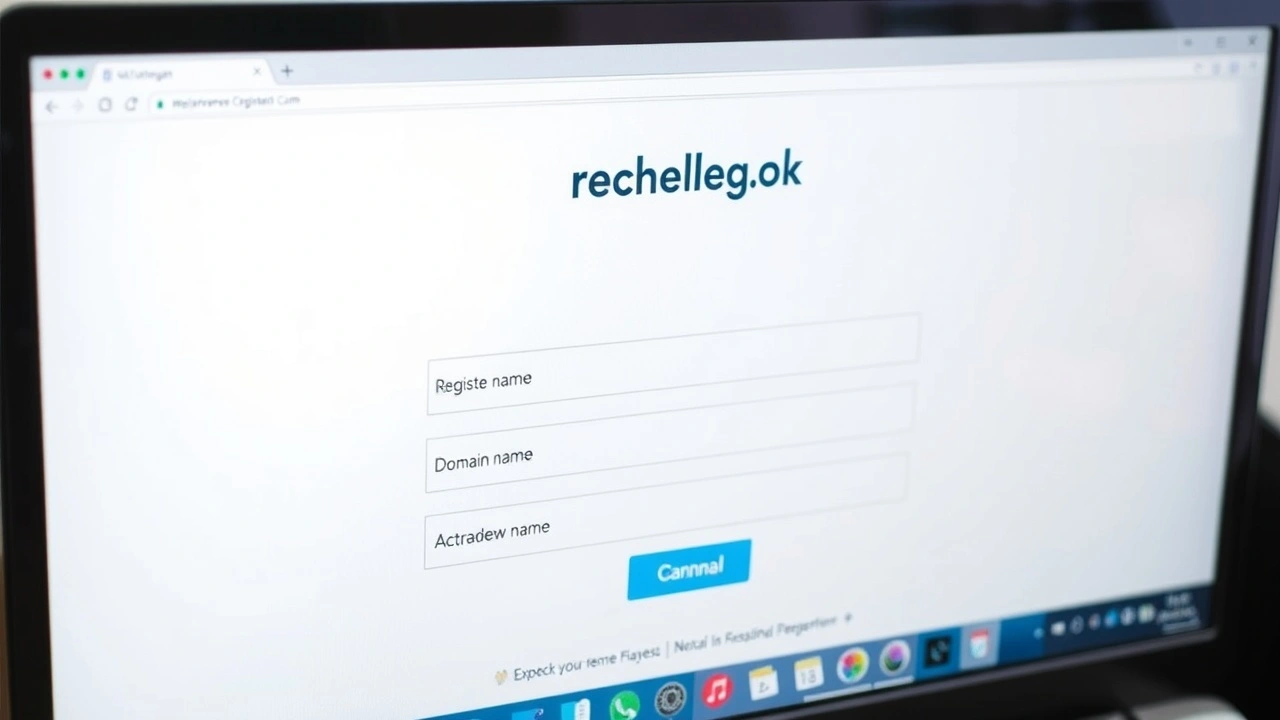 ordinateur affichant un formulaire d'inscription de nom de domaine