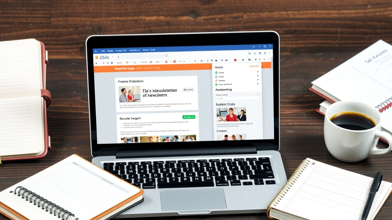 ordinateur portable avec interface de creation de newsletter