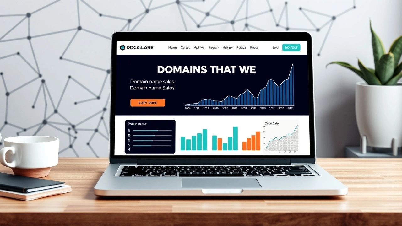 ordinateur portable montrant des ventes de noms de domaine