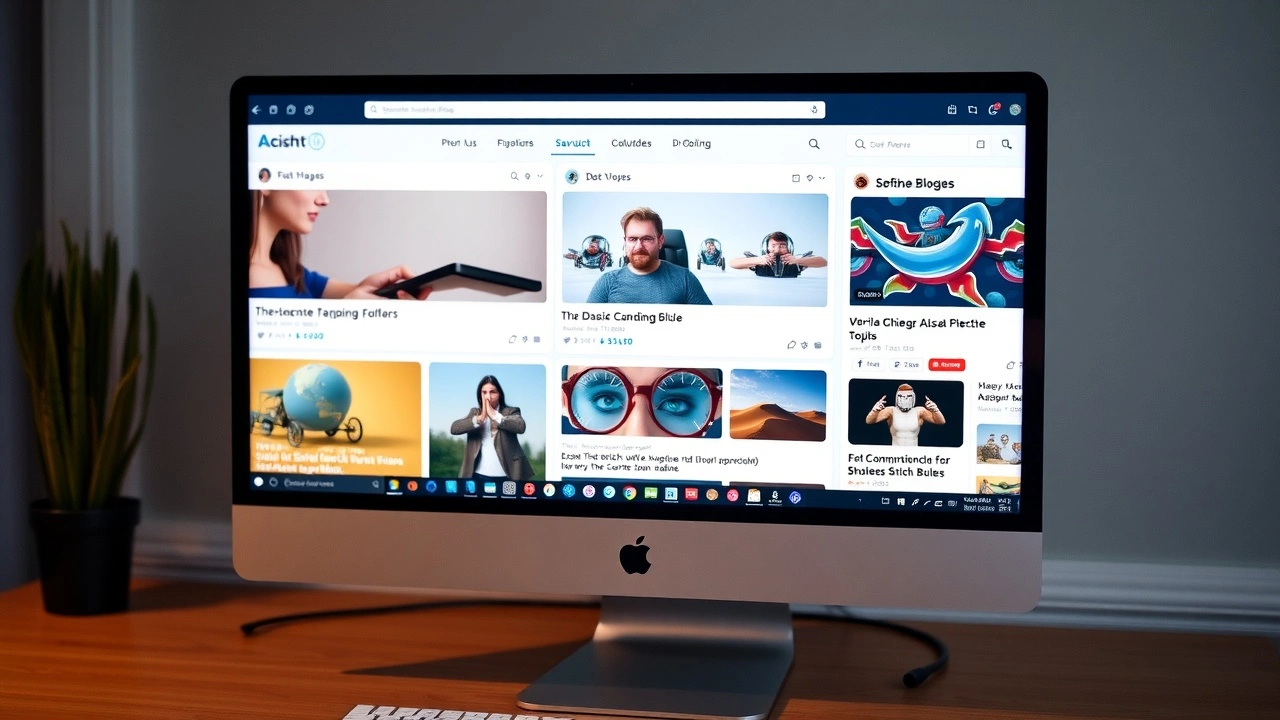 ordinateur affichant un reseau de blogs diversifies