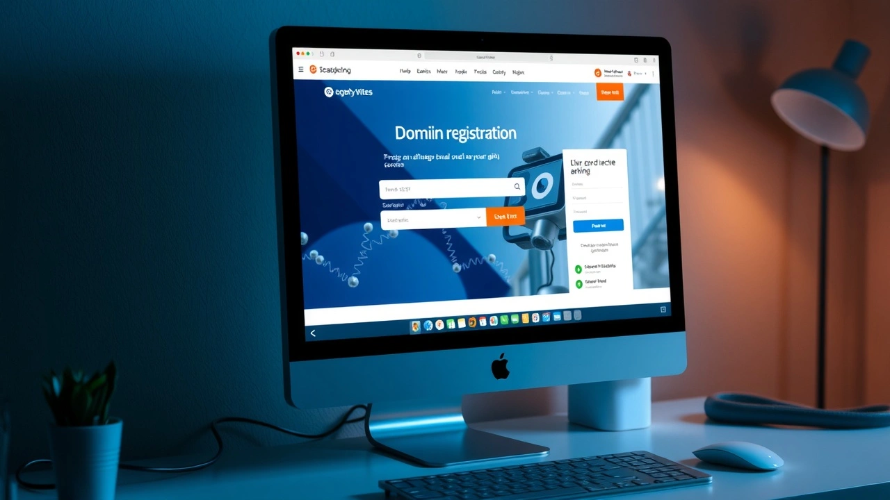 ordinateur de bureau montrant un site web de domaine