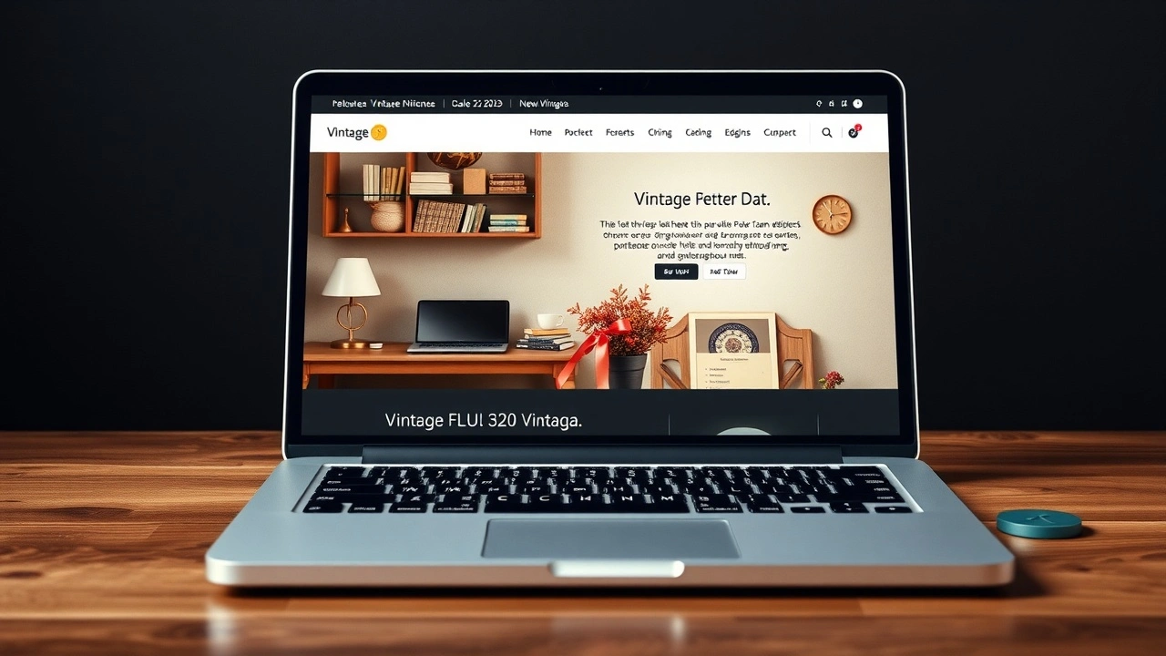 ordinateur portable affichant une page d'accueil vintage