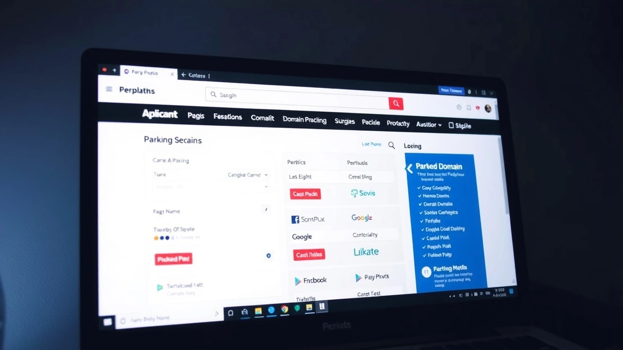 page de stationnement de domaine sur un écran d'ordinateur
