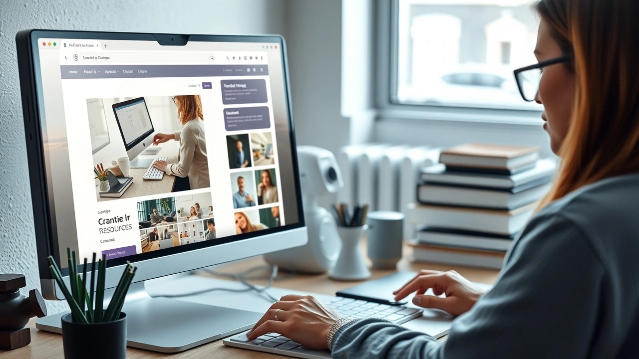 person utilisant un ordinateur pour créer un site