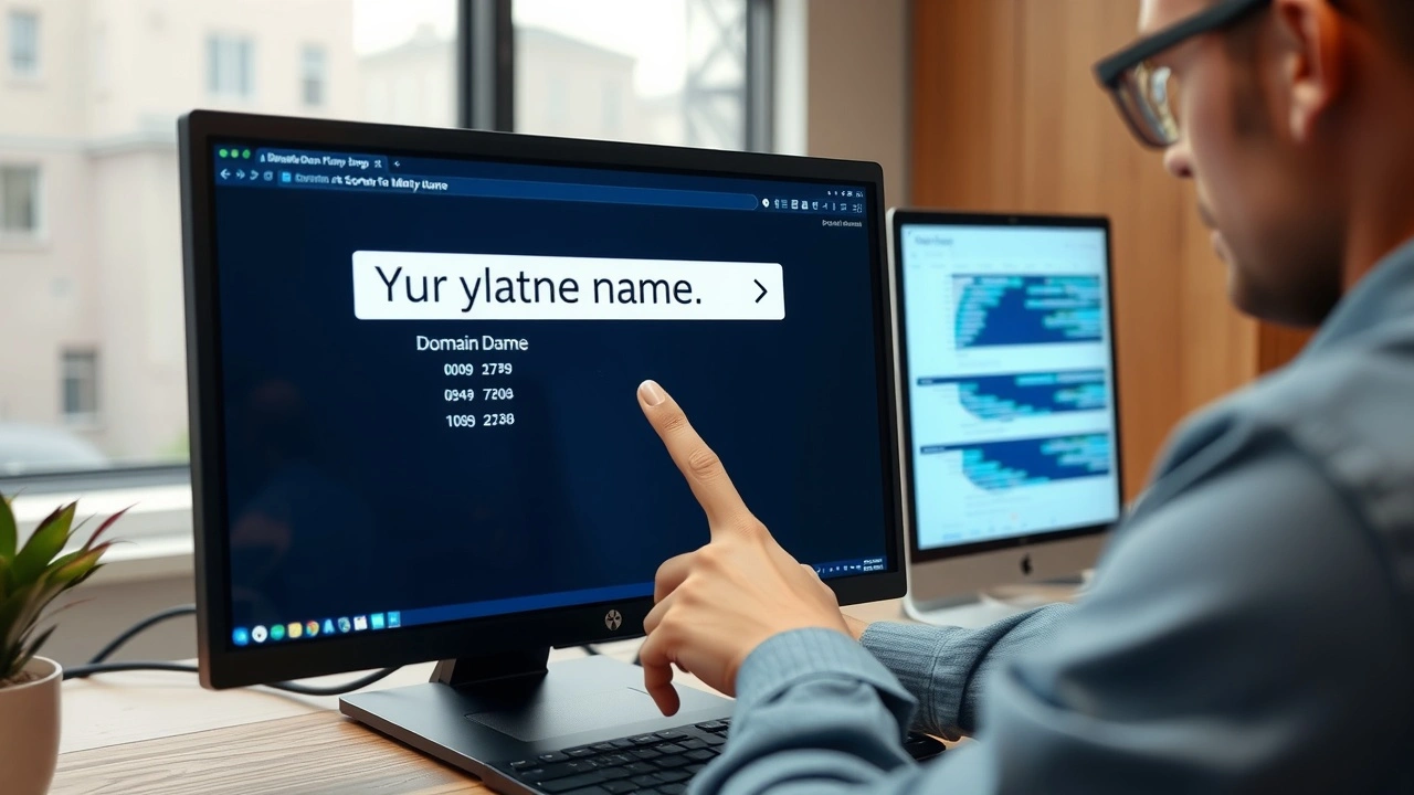 person choisissant un nom de domaine sur un ordinateur