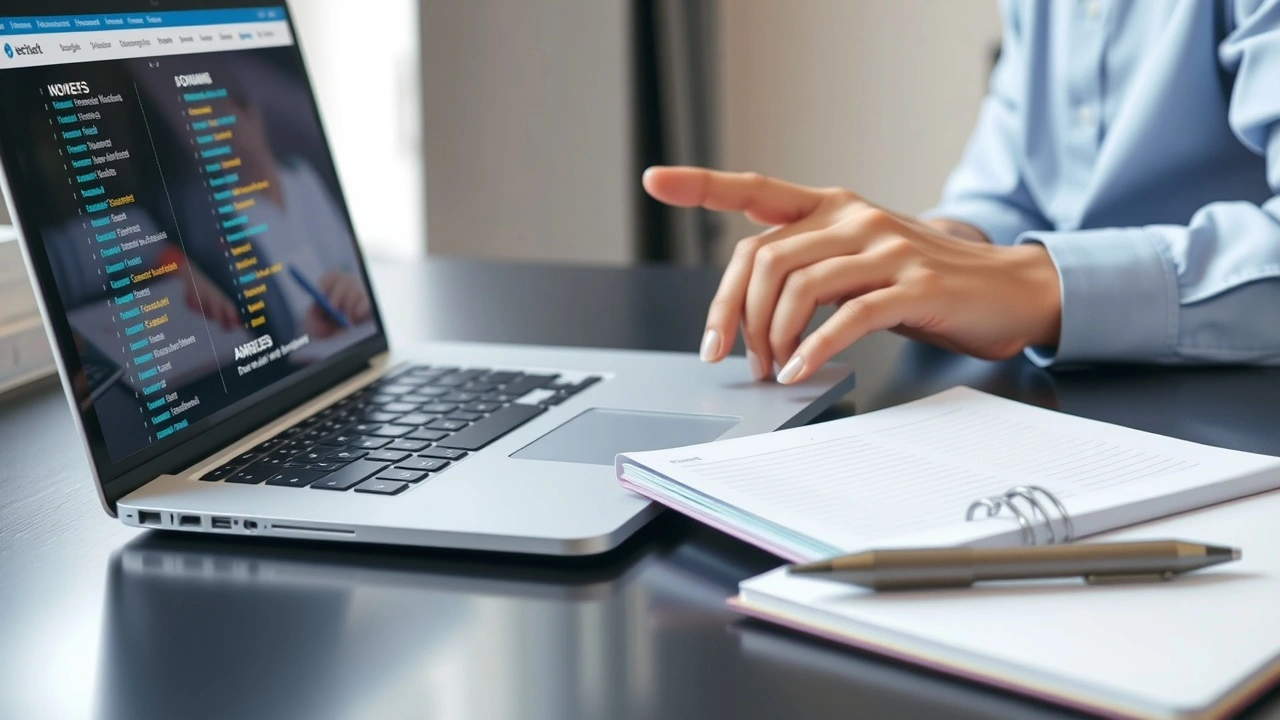 person analysant des noms de domaine sur un ordinateur portable