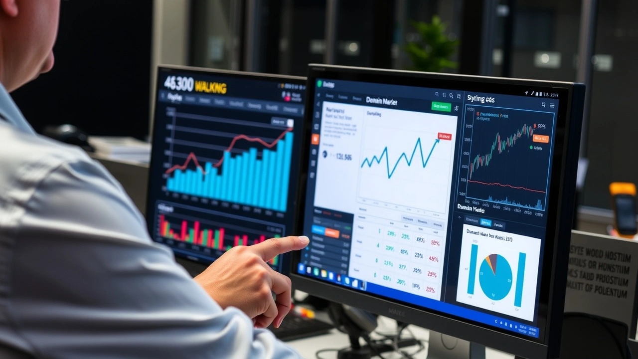 person analysant des données de vente de domaines