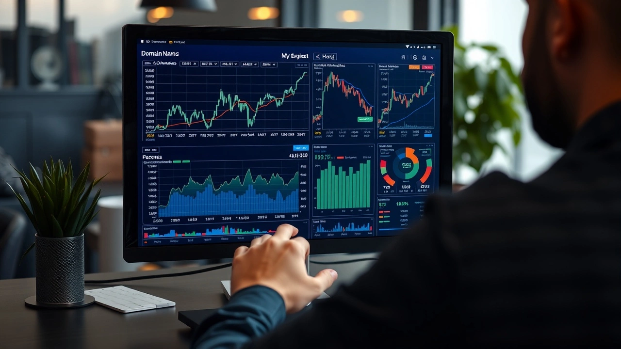 une personne analysant des noms de domaine sur un ordinateur
