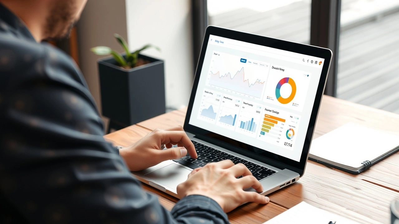 person analysant des noms de domaine sur un ordinateur