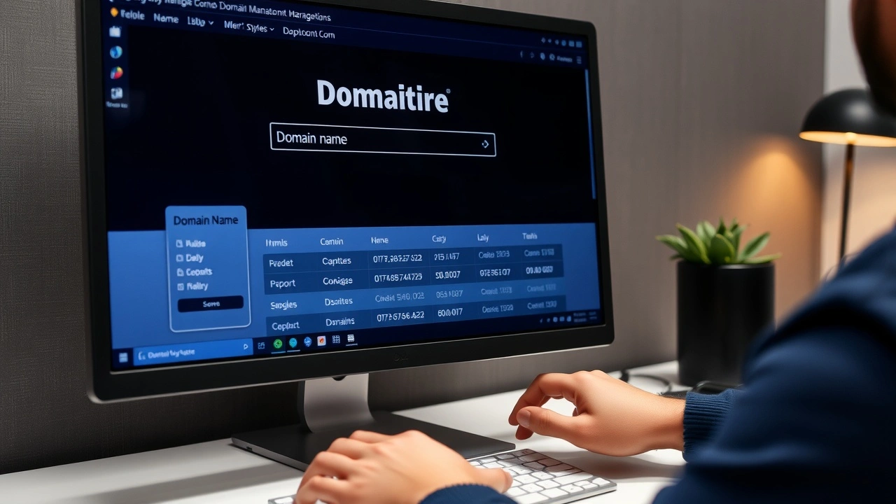 une personne gérant un nom de domaine sur un ordinateur