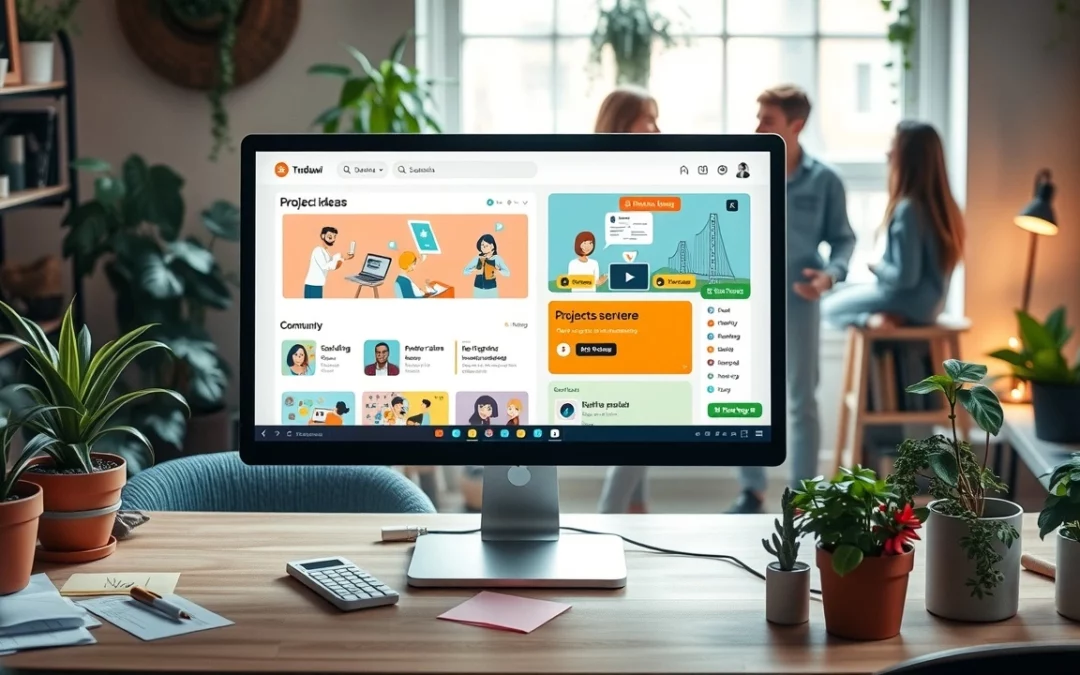 Une image illustrant une plateforme de financement participatif en pleine interaction communautaire.